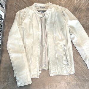 Women’s Beige Zip “Faux” Leather Jacket